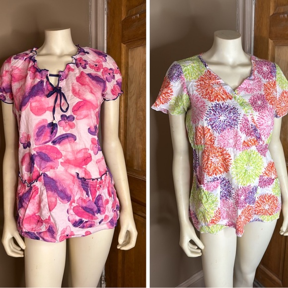 Koi Pink/Purple Multi-Color Scrub Tops Size Small (2) - Picture 1 of 7